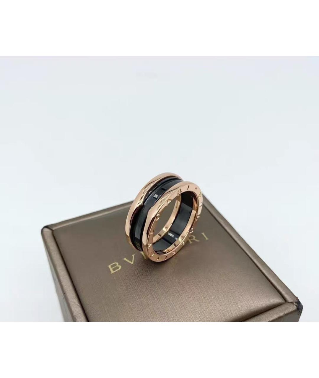 BVLGARI Черное кольцо из розового золота, фото 2