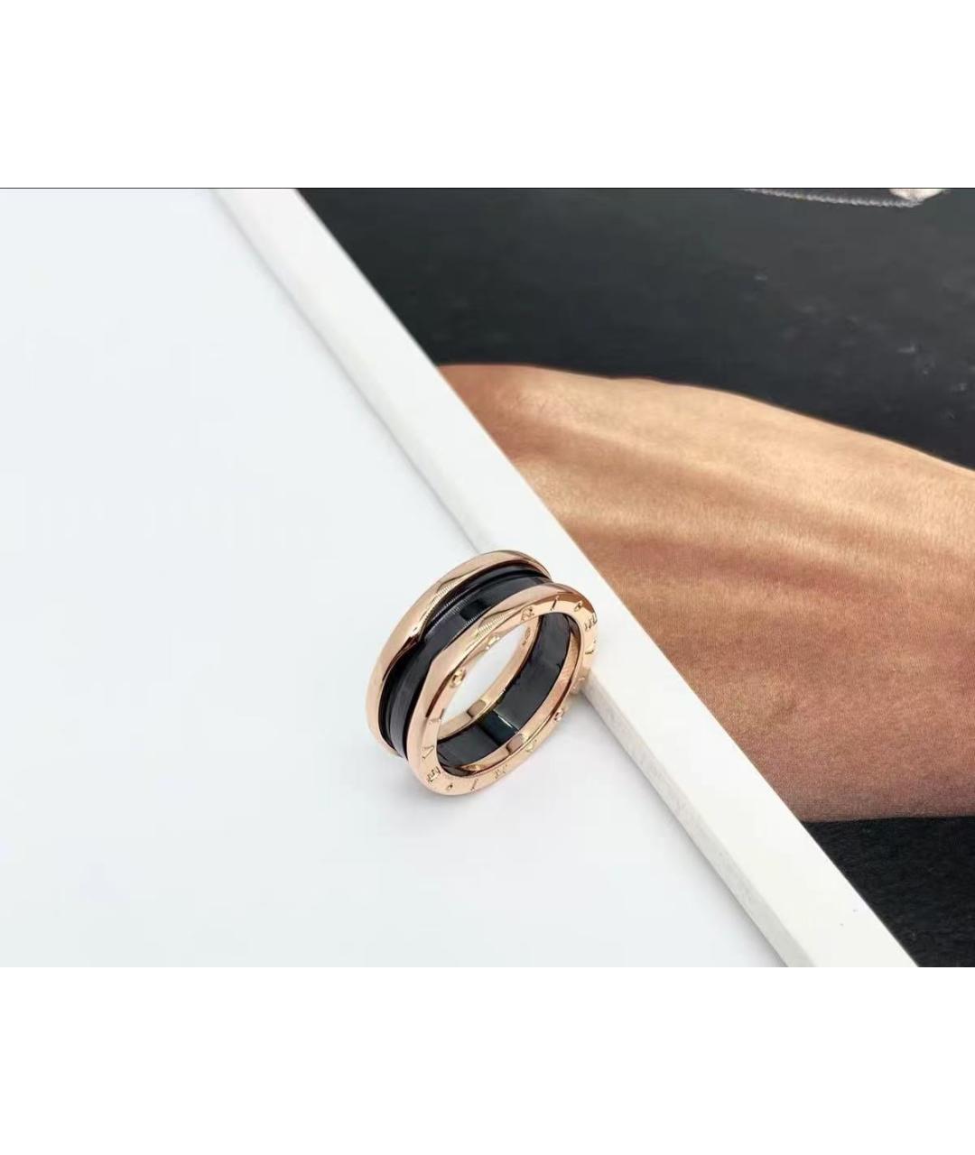 BVLGARI Черное кольцо из розового золота, фото 4