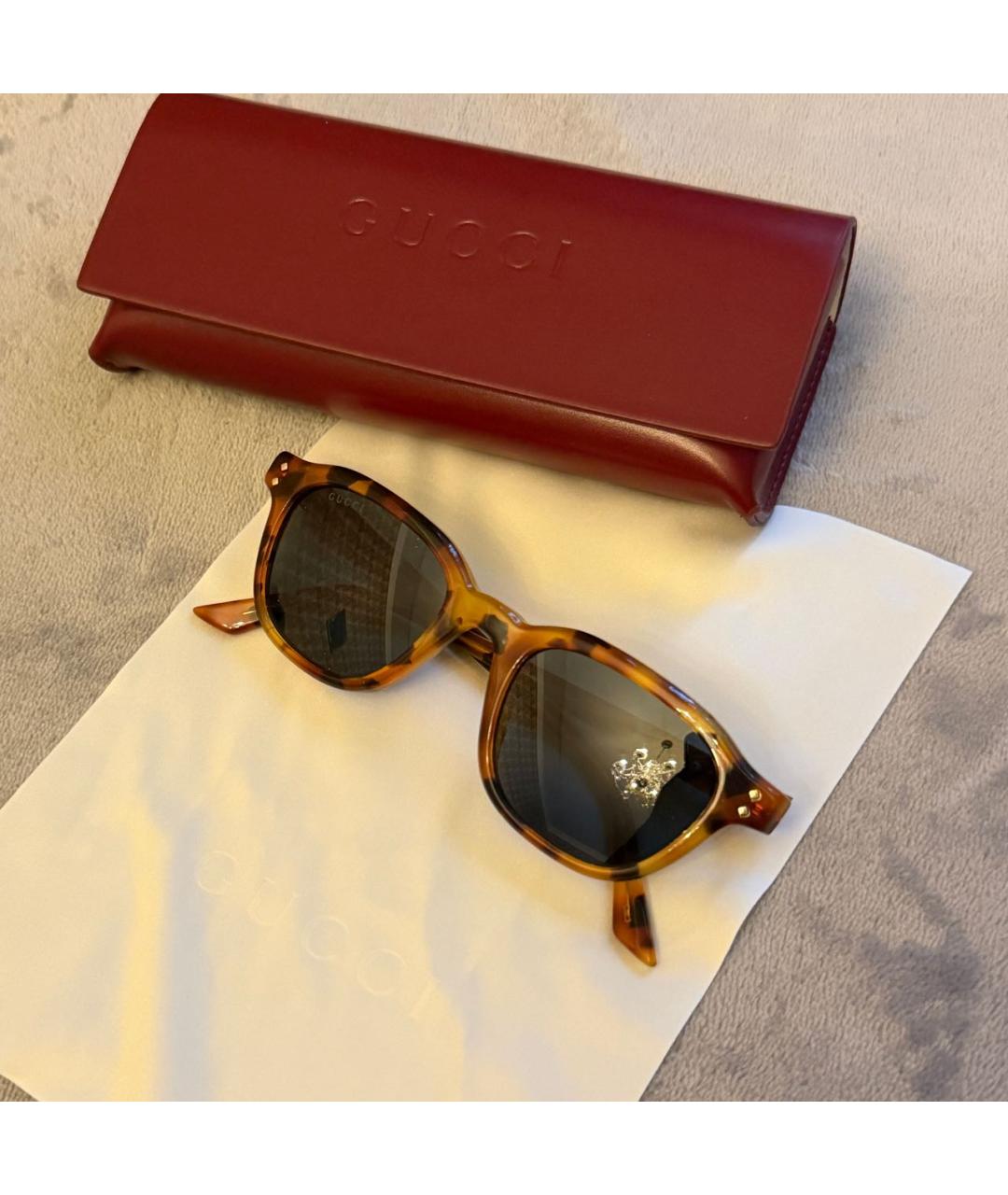 GUCCI Коричневые пластиковые солнцезащитные очки, фото 3