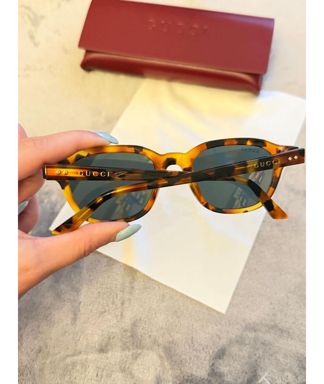 GUCCI Коричневые пластиковые солнцезащитные очки, фото 4