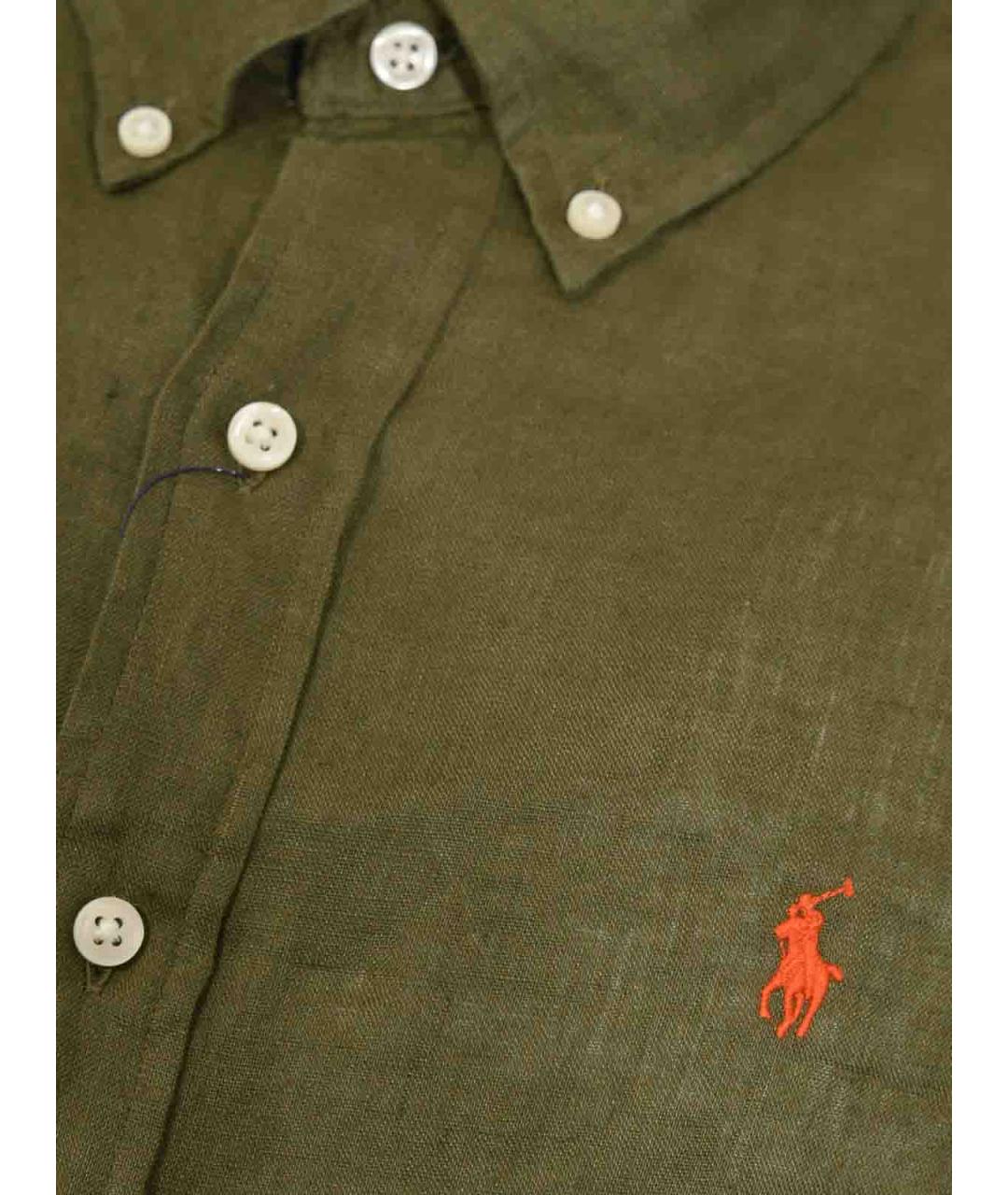 POLO RALPH LAUREN Зеленая льняная кэжуал рубашка, фото 3