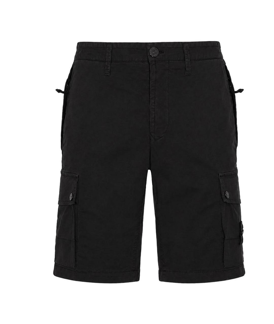 STONE ISLAND Черные хлопковые шорты, фото 1