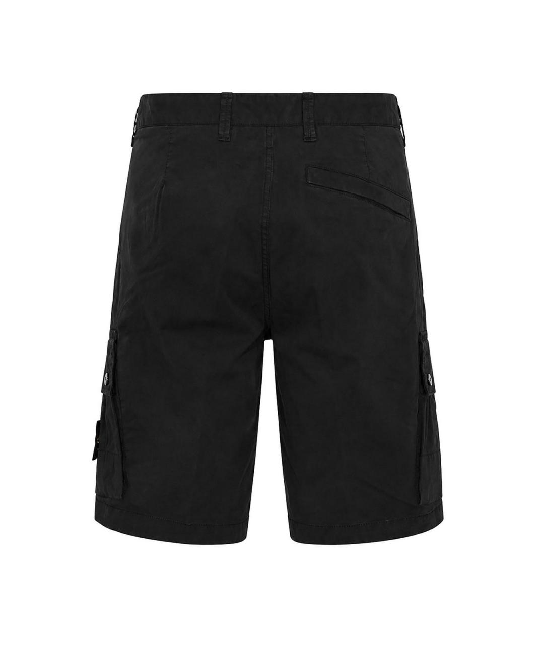 STONE ISLAND Черные хлопковые шорты, фото 2