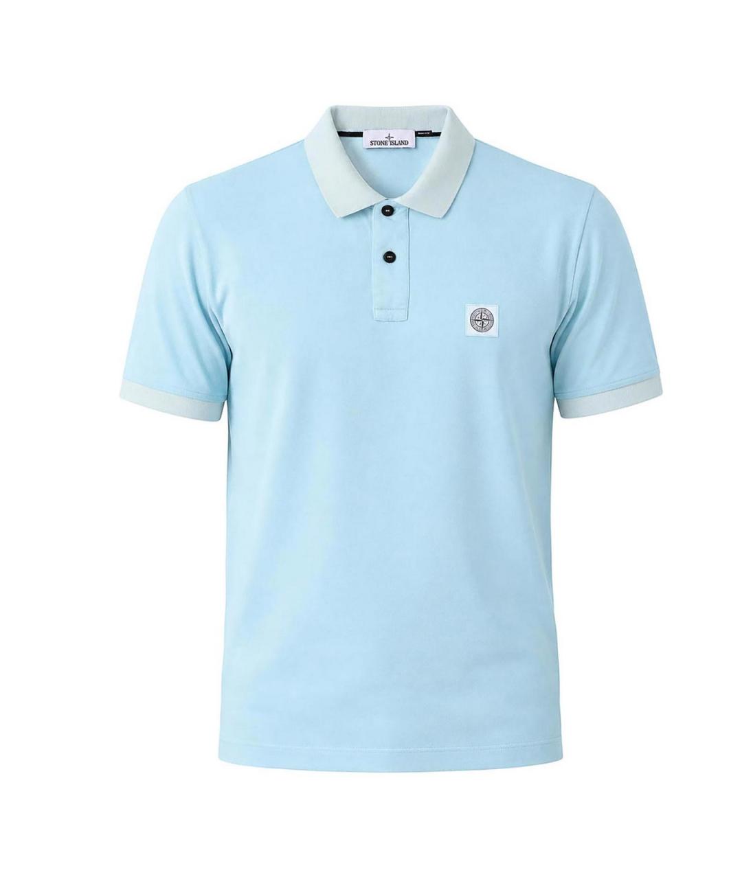 STONE ISLAND Голубое хлопковое поло с коротким рукавом, фото 1