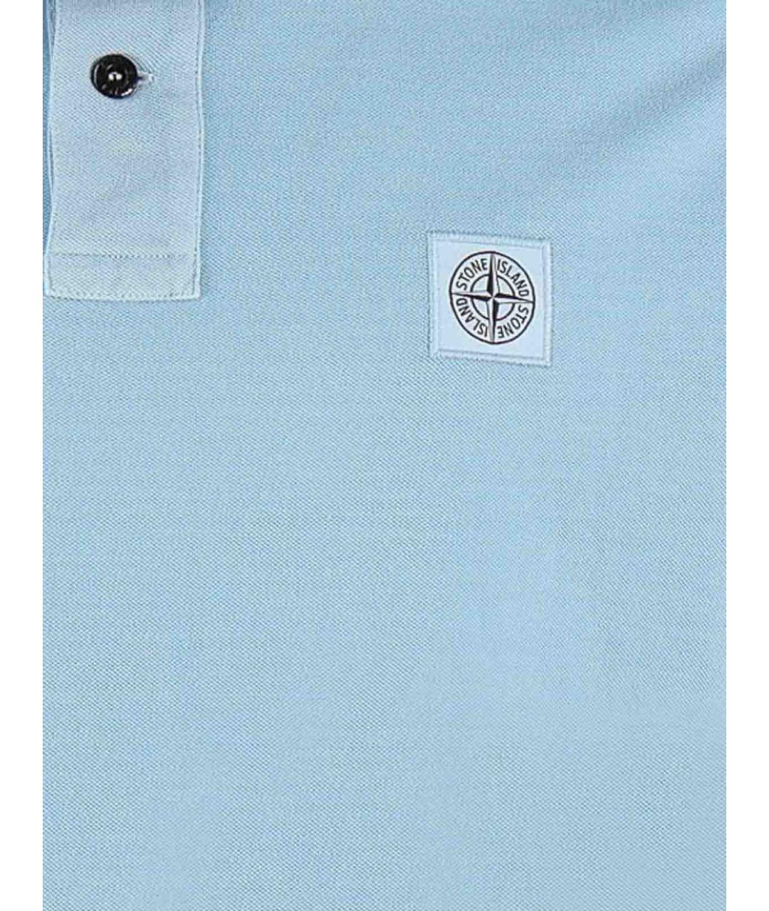 STONE ISLAND Голубое хлопковое поло с коротким рукавом, фото 3