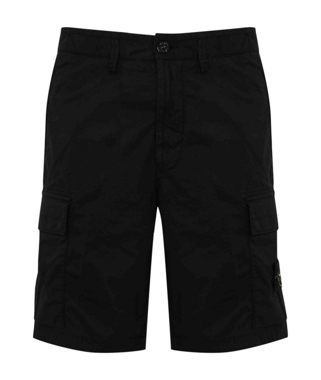 STONE ISLAND Черные хлопковые шорты, фото 1