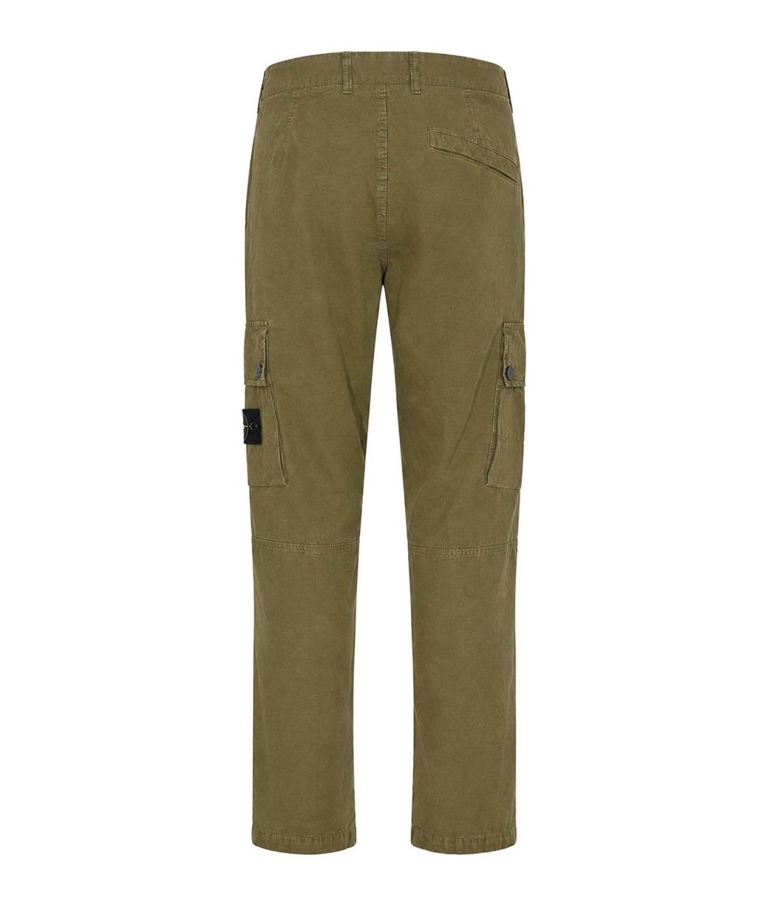 STONE ISLAND Хаки хлопковые повседневные брюки, фото 2