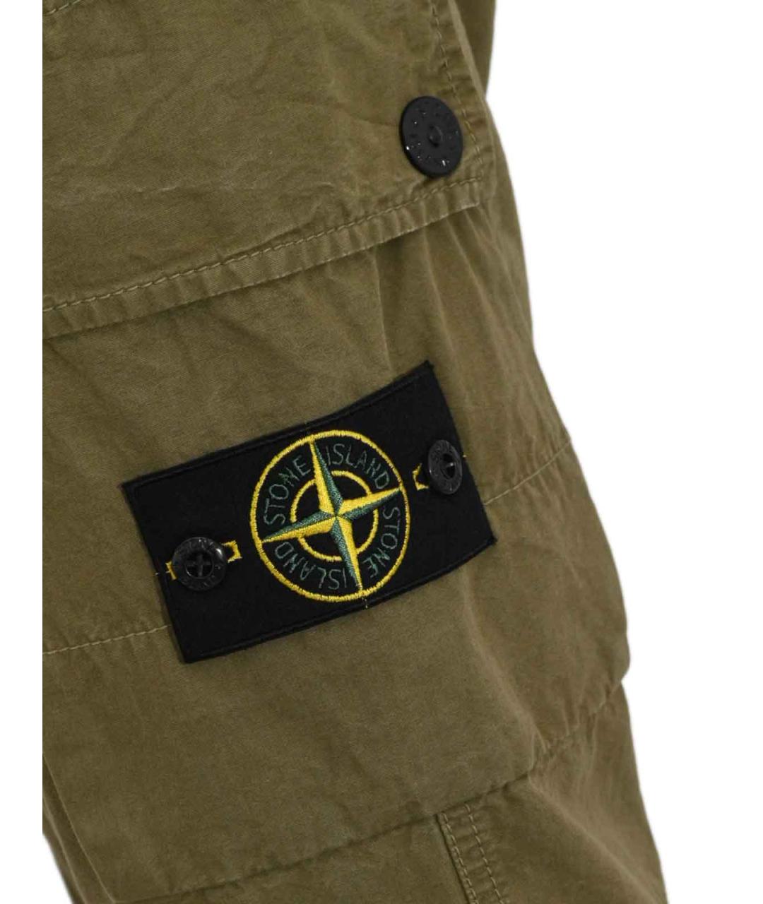 STONE ISLAND Хаки хлопковые повседневные брюки, фото 3