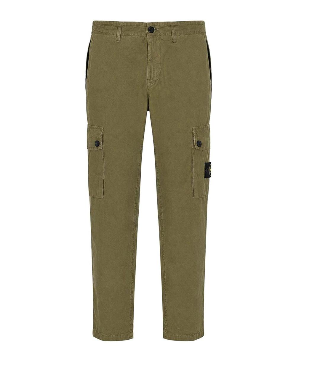 STONE ISLAND Хаки хлопковые повседневные брюки, фото 1