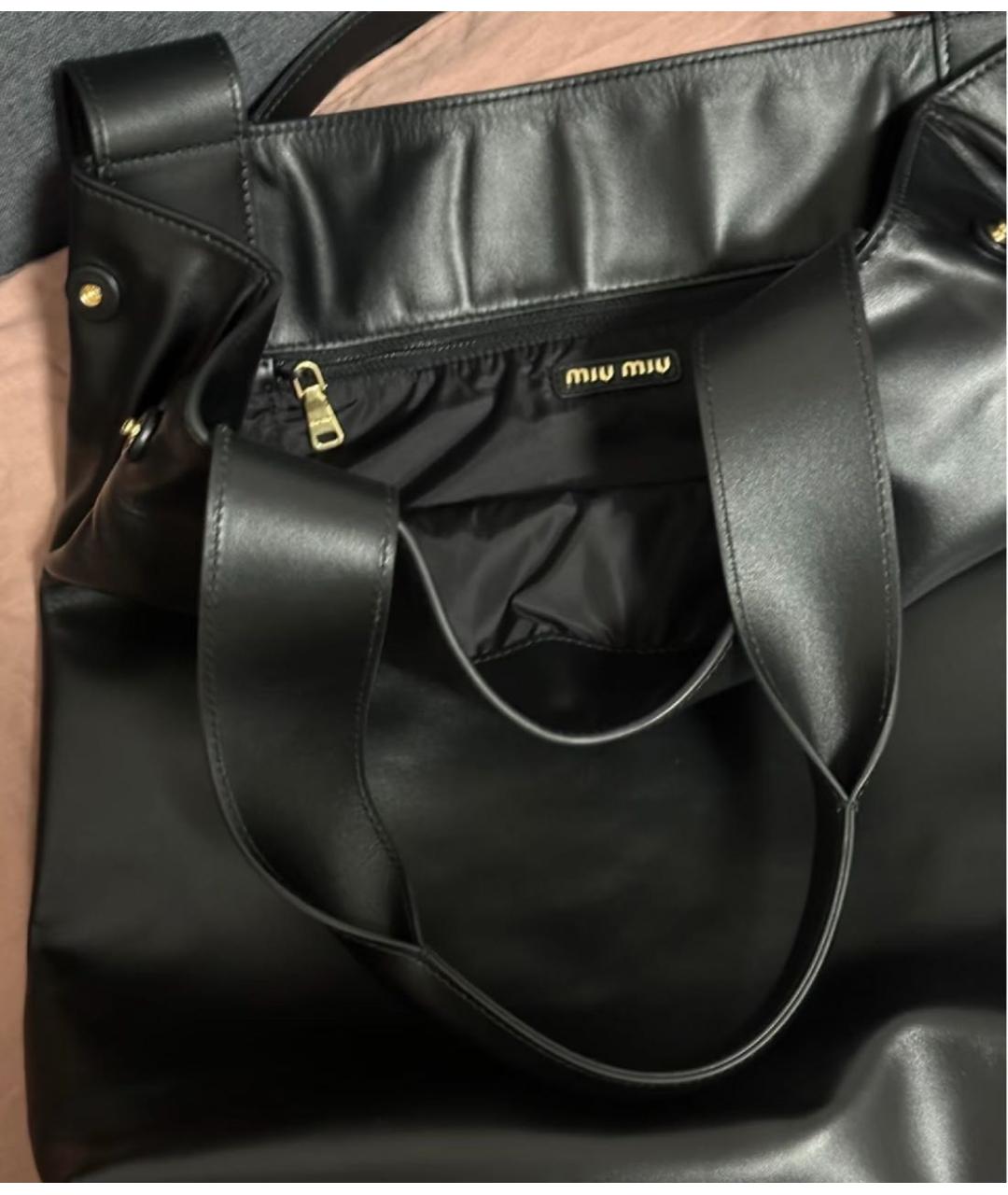 MIU MIU Черная кожаная сумка с короткими ручками, фото 7