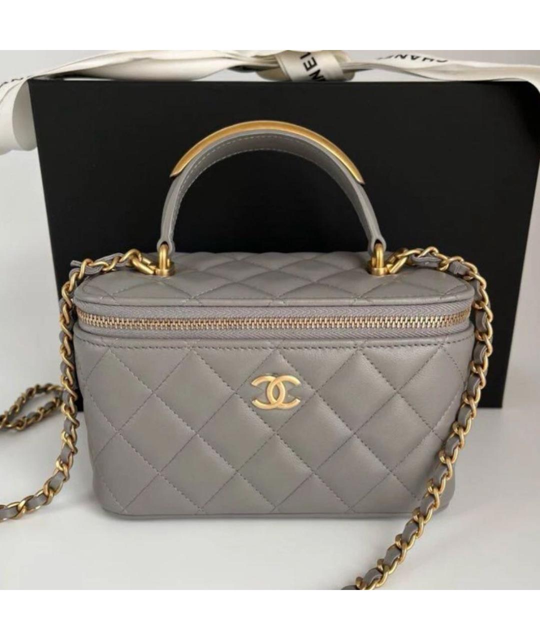 CHANEL Серая кожаная сумка через плечо, фото 2