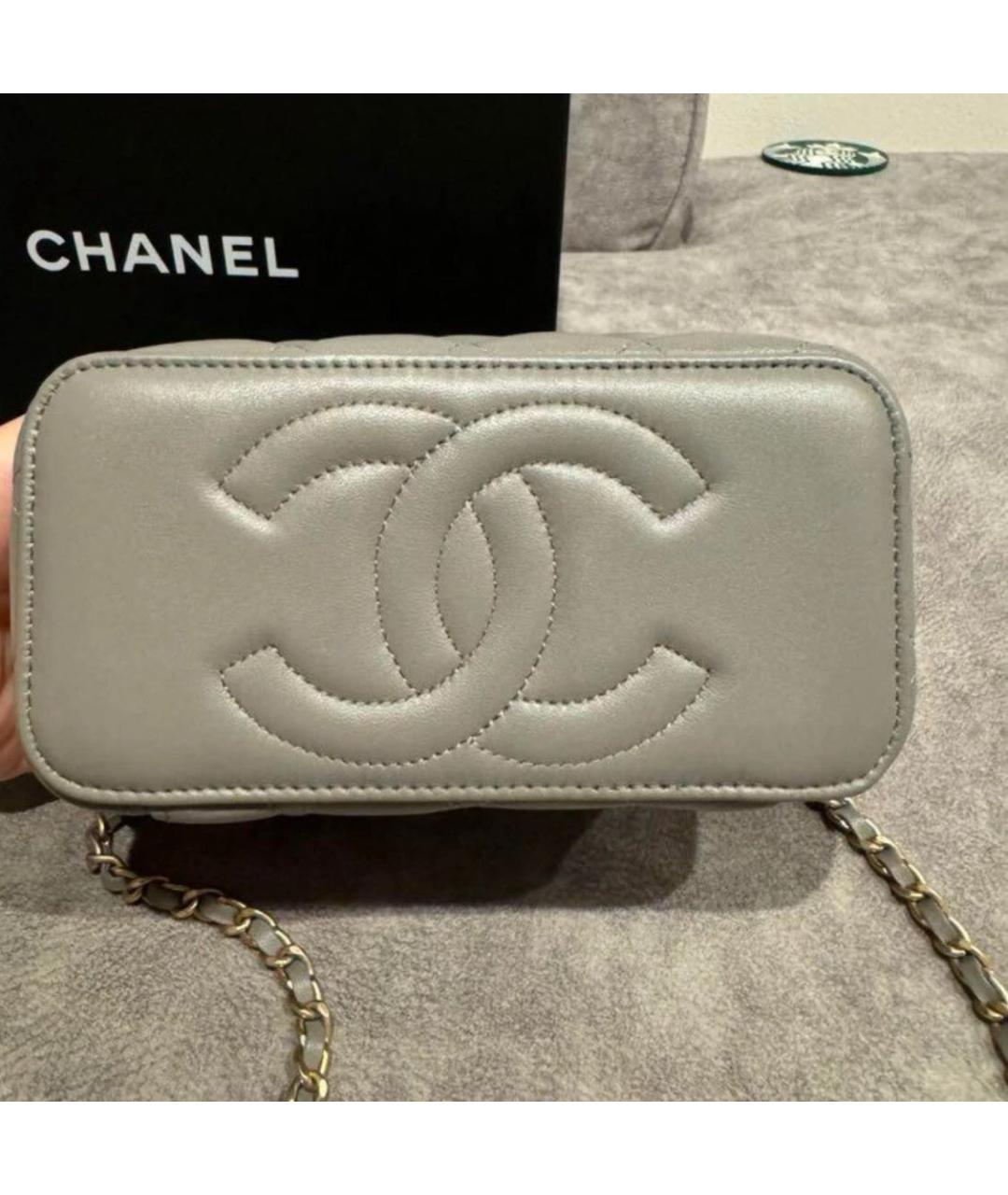 CHANEL Серая кожаная сумка через плечо, фото 5