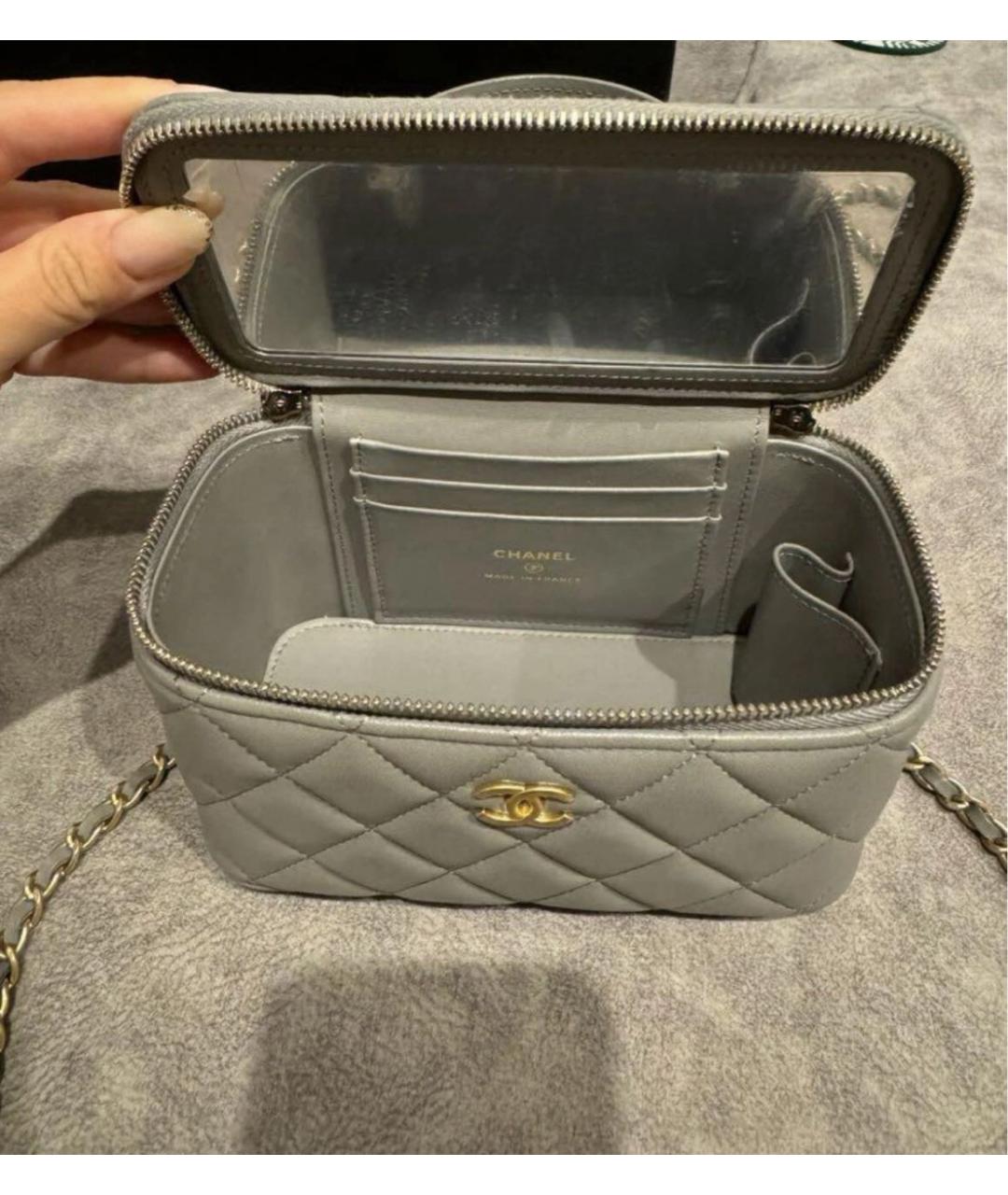 CHANEL Серая кожаная сумка через плечо, фото 4
