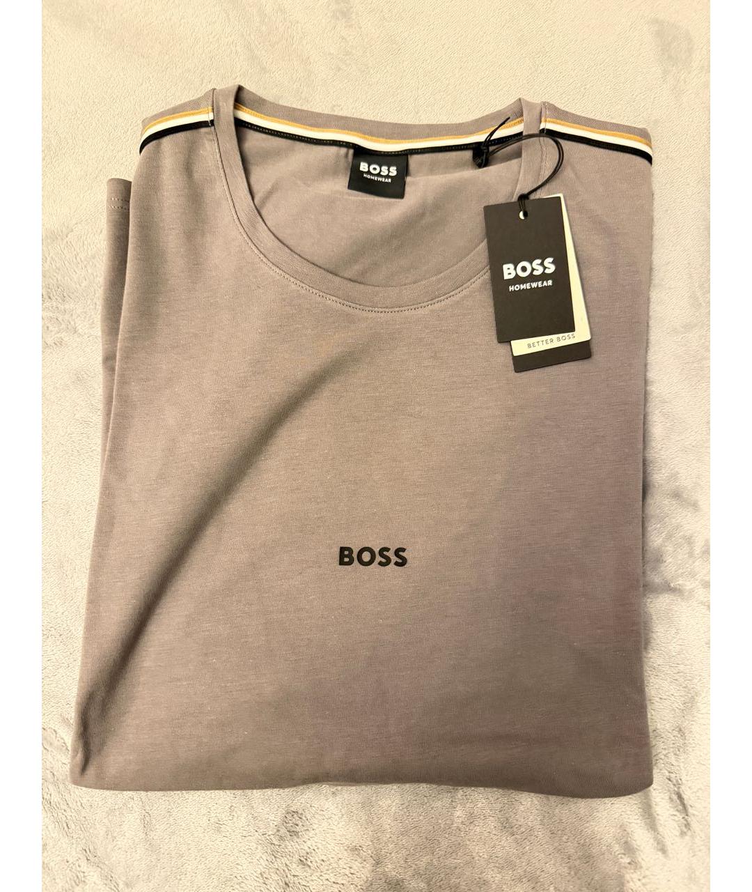 HUGO BOSS Серая хлопко-эластановая футболка, фото 5