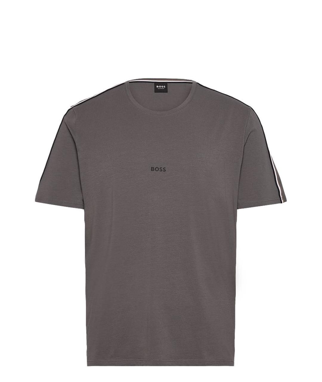 HUGO BOSS Серая хлопко-эластановая футболка, фото 7
