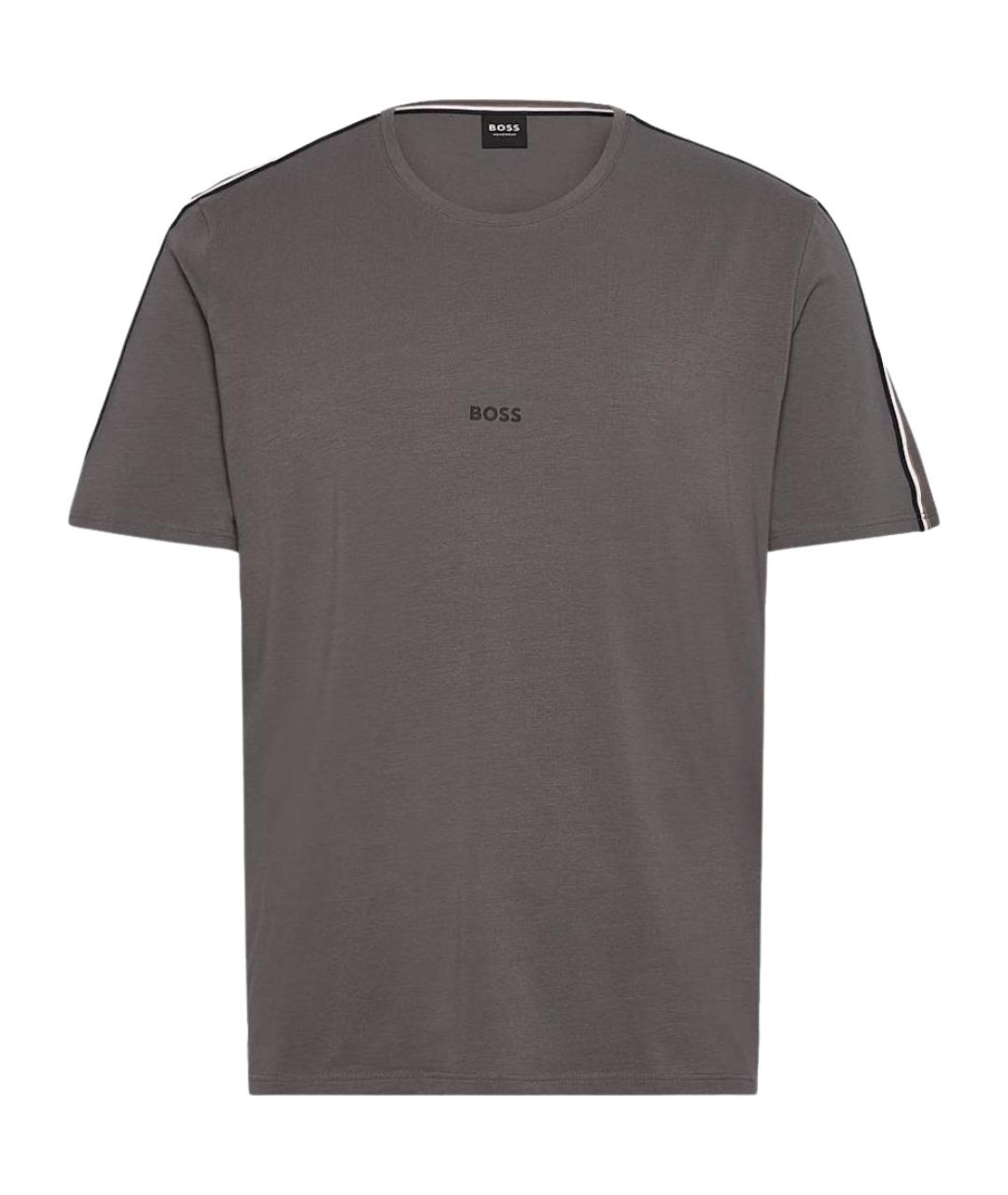 HUGO BOSS Серая хлопко-эластановая футболка, фото 1