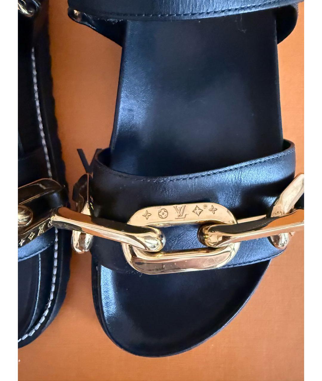 LOUIS VUITTON Черные кожаные сандалии, фото 5