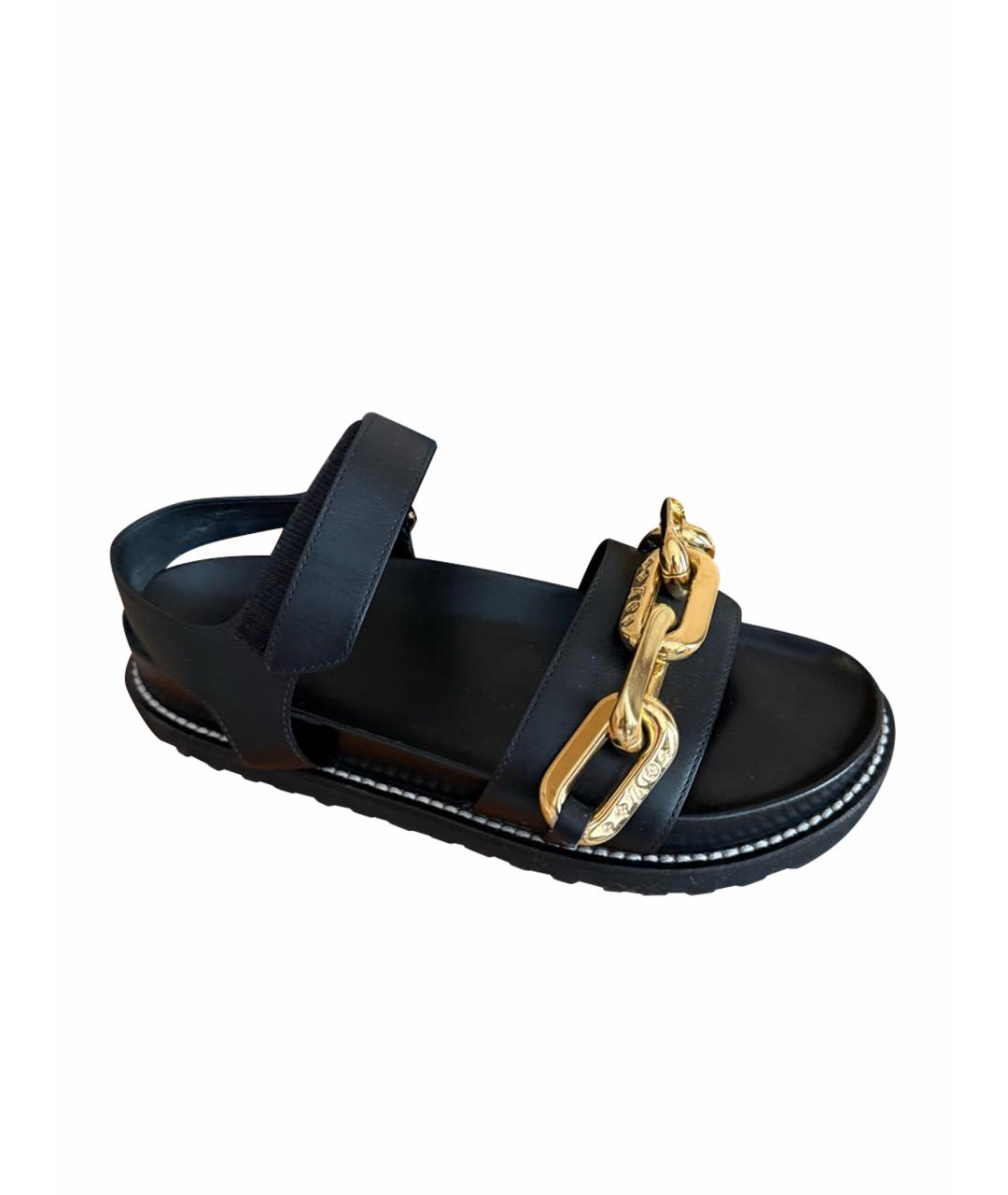 LOUIS VUITTON Черные кожаные сандалии, фото 1