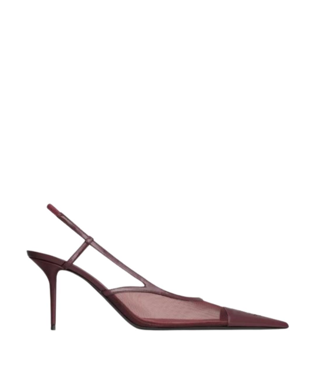 SAINT LAURENT Бордовые босоножки, фото 1