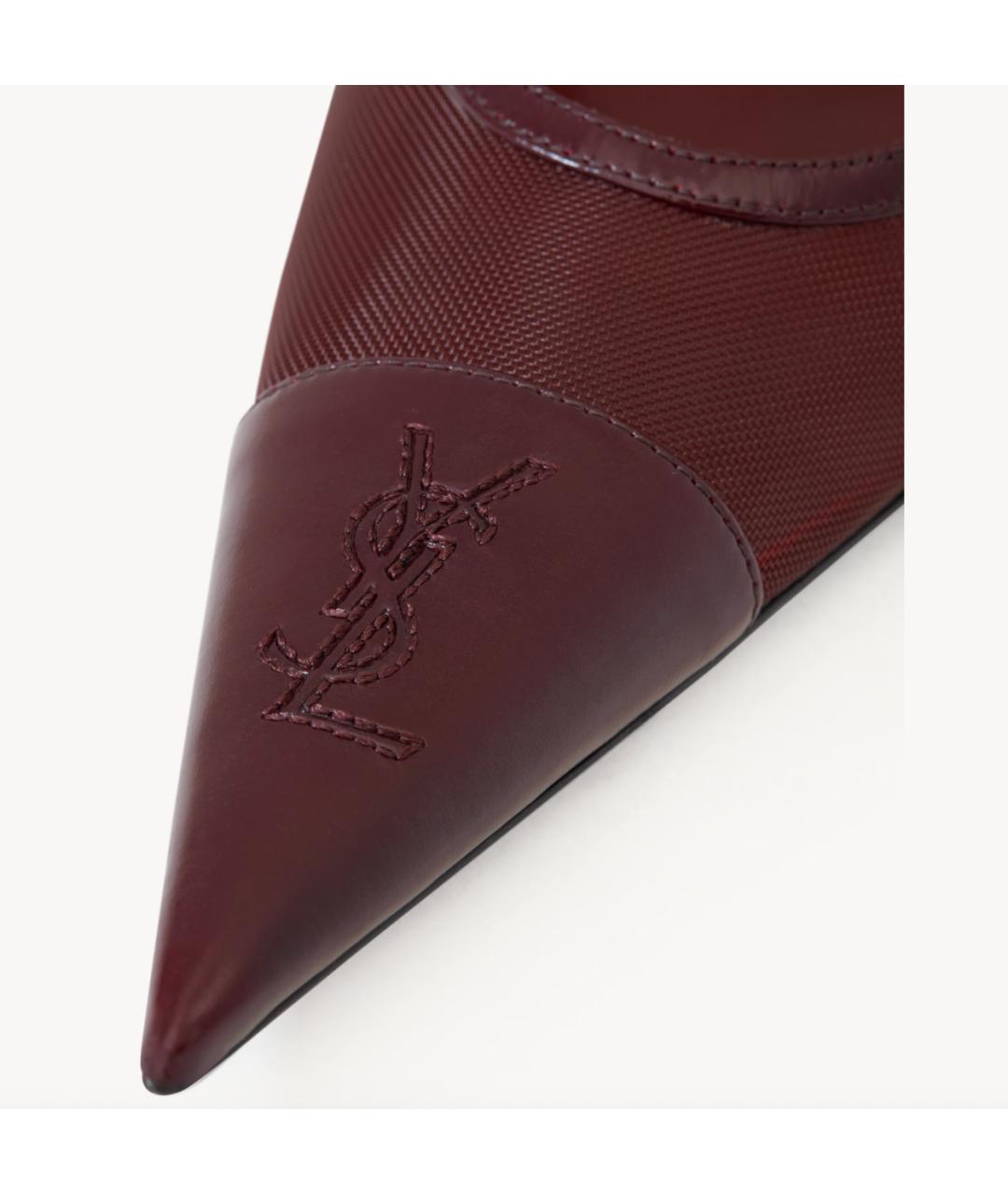 SAINT LAURENT Бордовые босоножки, фото 4