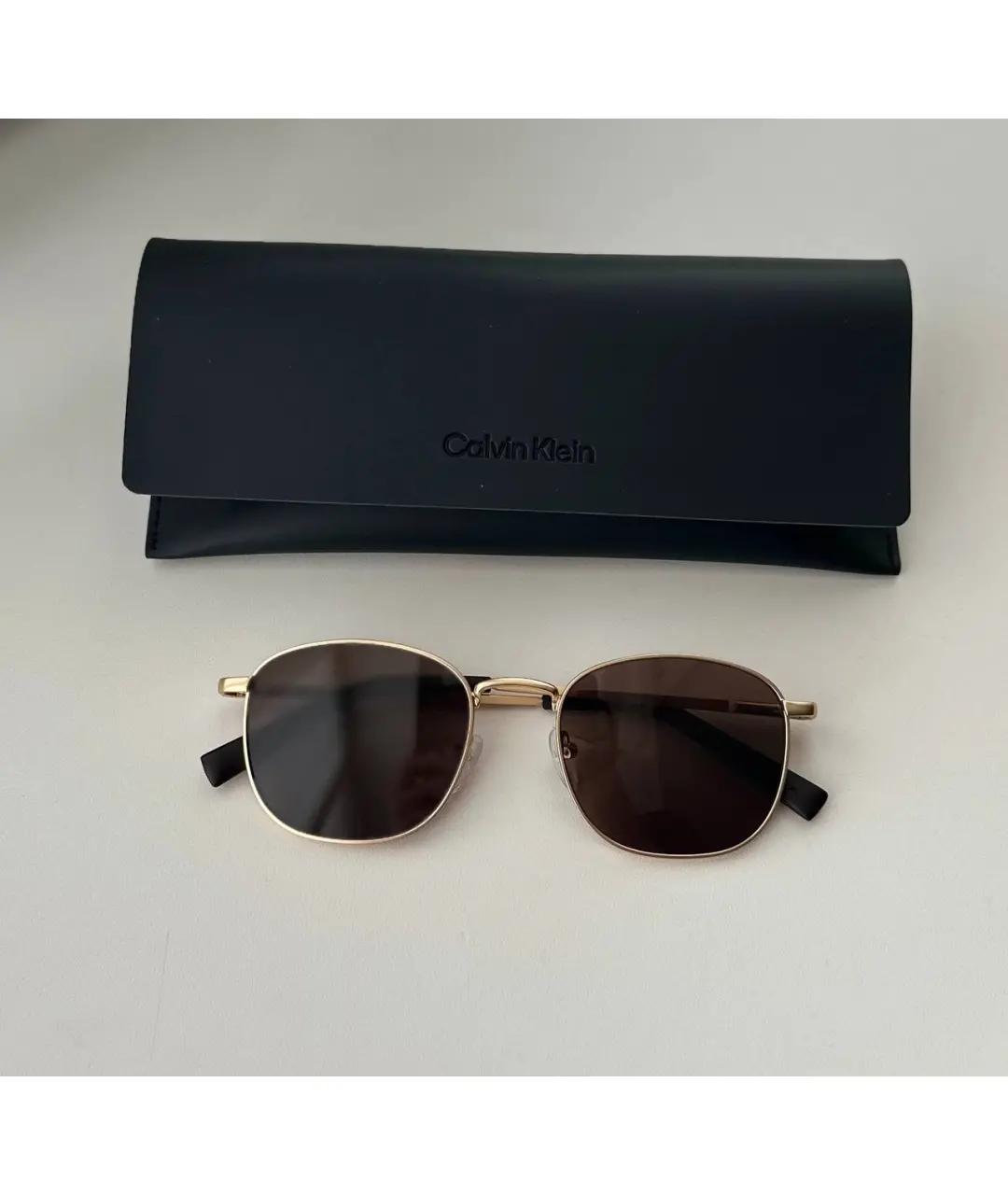 CALVIN KLEIN Коричневые металлические солнцезащитные очки, фото 5