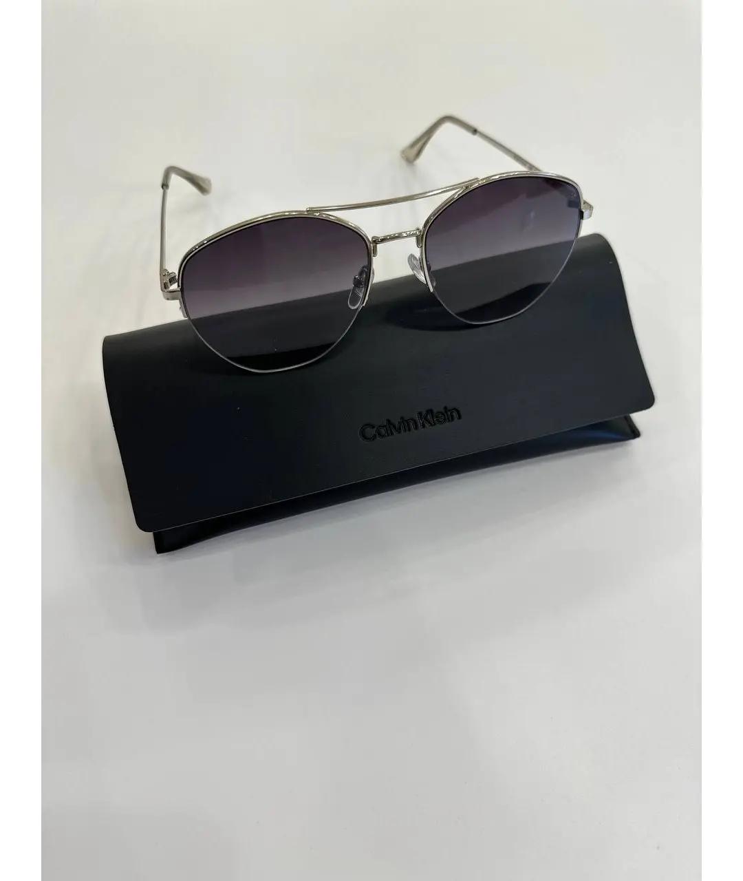 CALVIN KLEIN Антрацитовые металлические солнцезащитные очки, фото 5