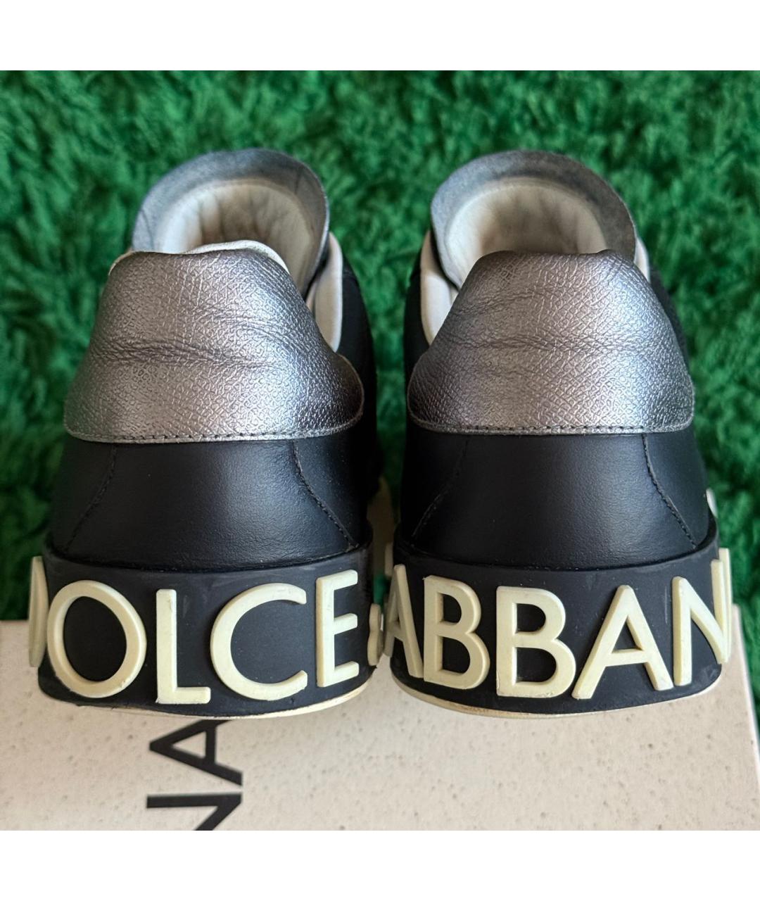 DOLCE&GABBANA Черные кожаные низкие кроссовки / кеды, фото 6