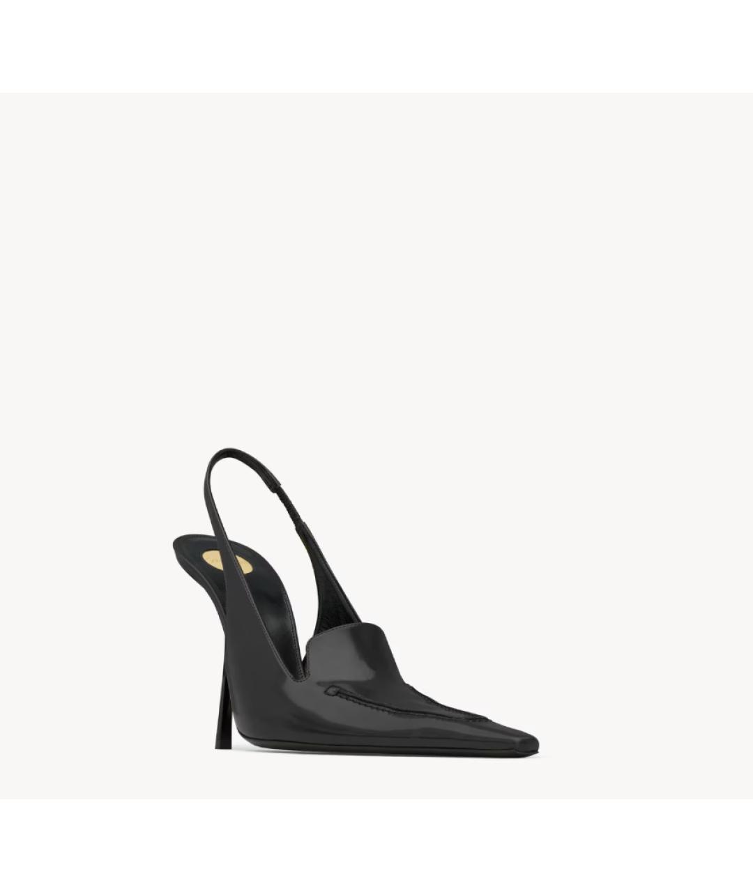 SAINT LAURENT Черные кожаные босоножки, фото 2