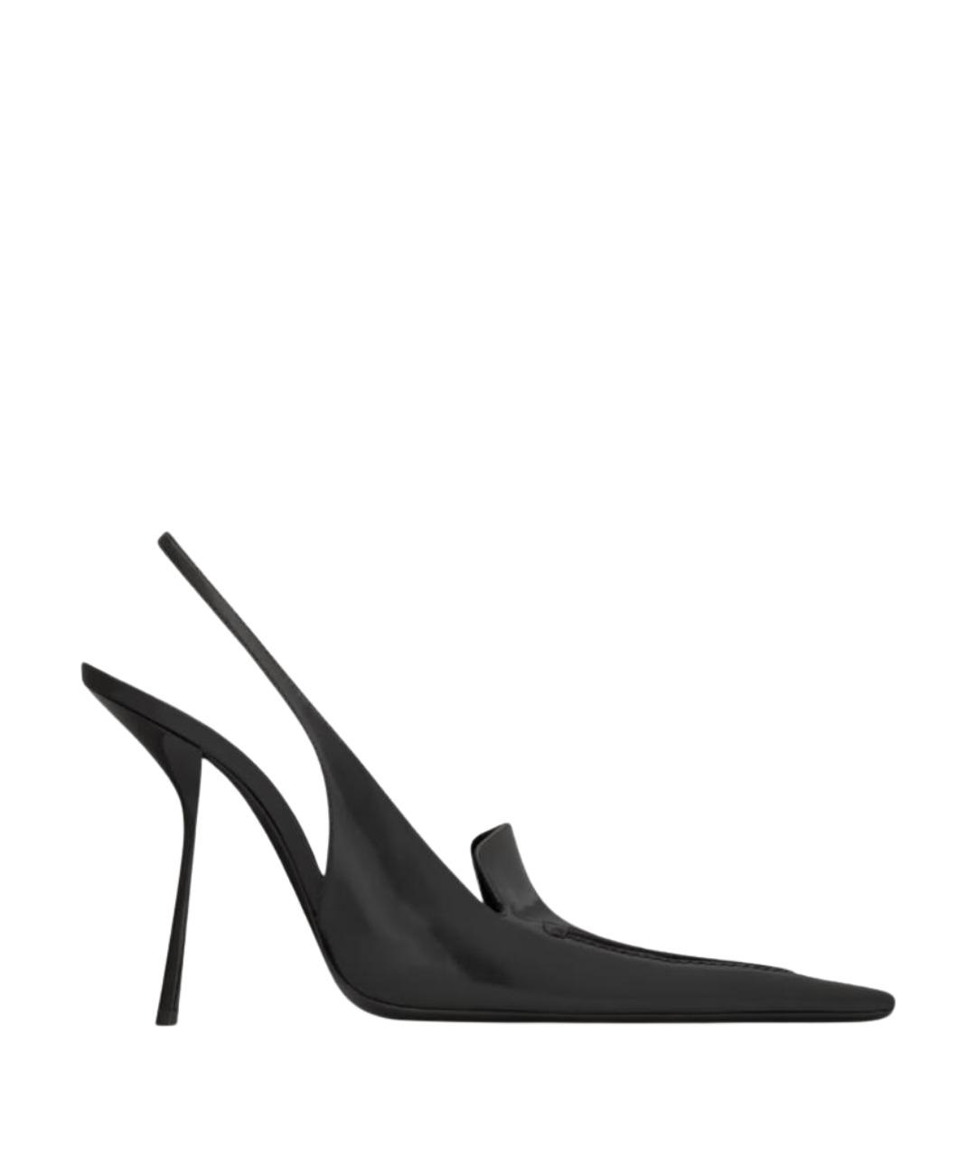 SAINT LAURENT Черные кожаные босоножки, фото 1