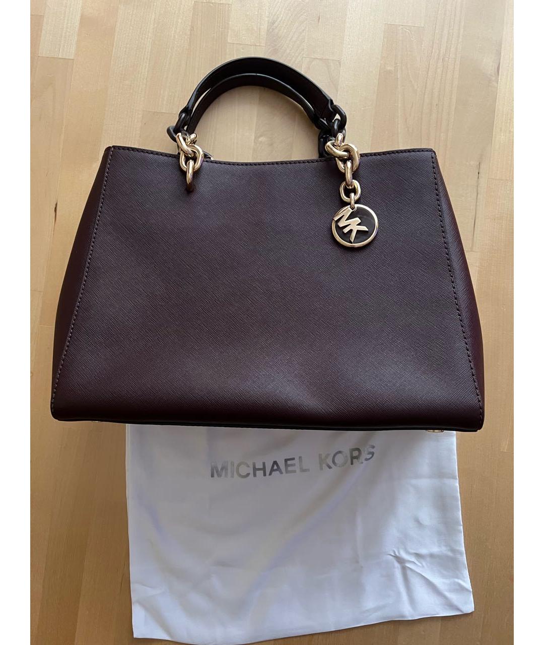 MICHAEL KORS Коричневая кожаная сумка с короткими ручками, фото 5