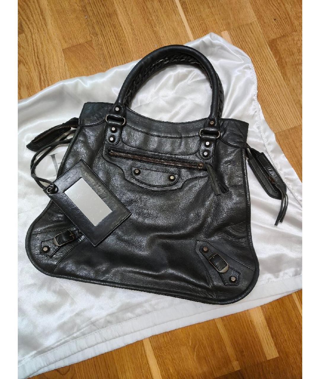 BALENCIAGA Черная кожаная сумка с короткими ручками, фото 7