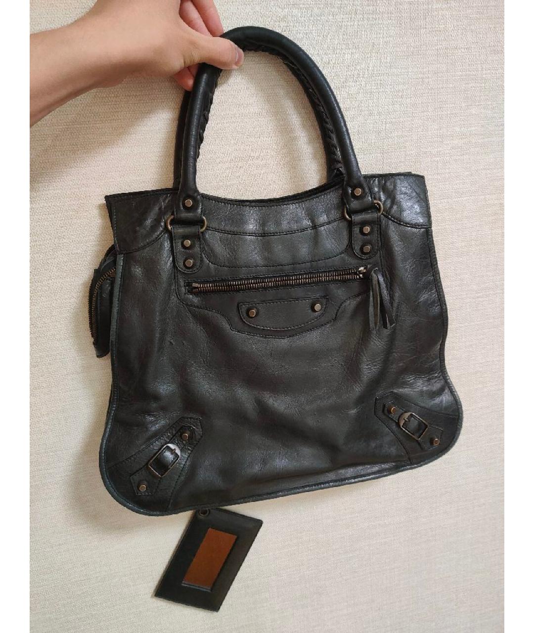 BALENCIAGA Черная кожаная сумка с короткими ручками, фото 6
