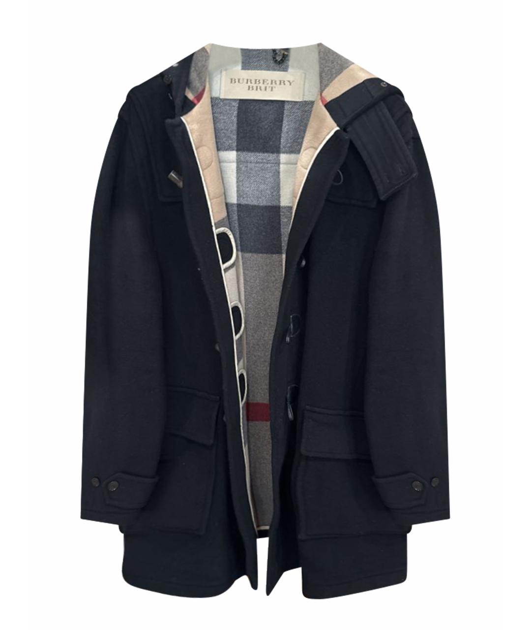 BURBERRY Черное шерстяное пальто, фото 1