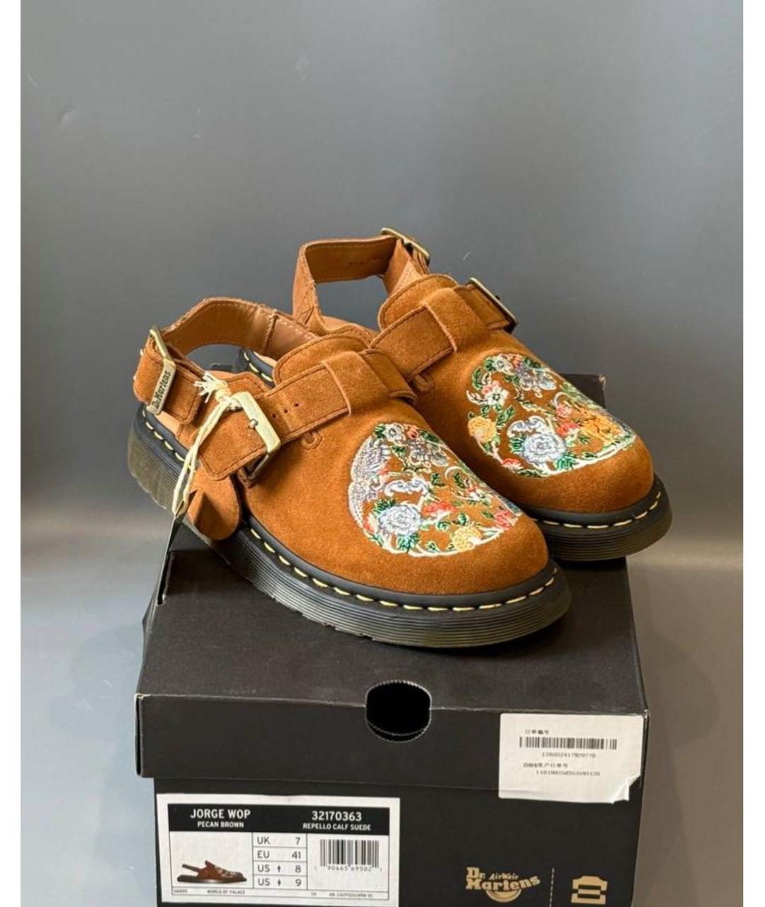 DR. MARTENS Коричневые замшевые сабо, фото 3