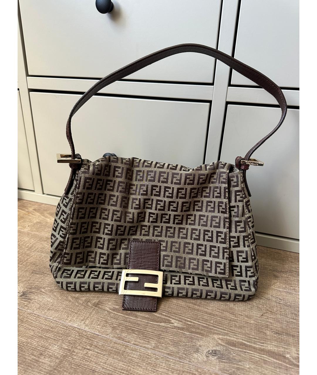 FENDI Коричневая тканевая сумка через плечо, фото 2