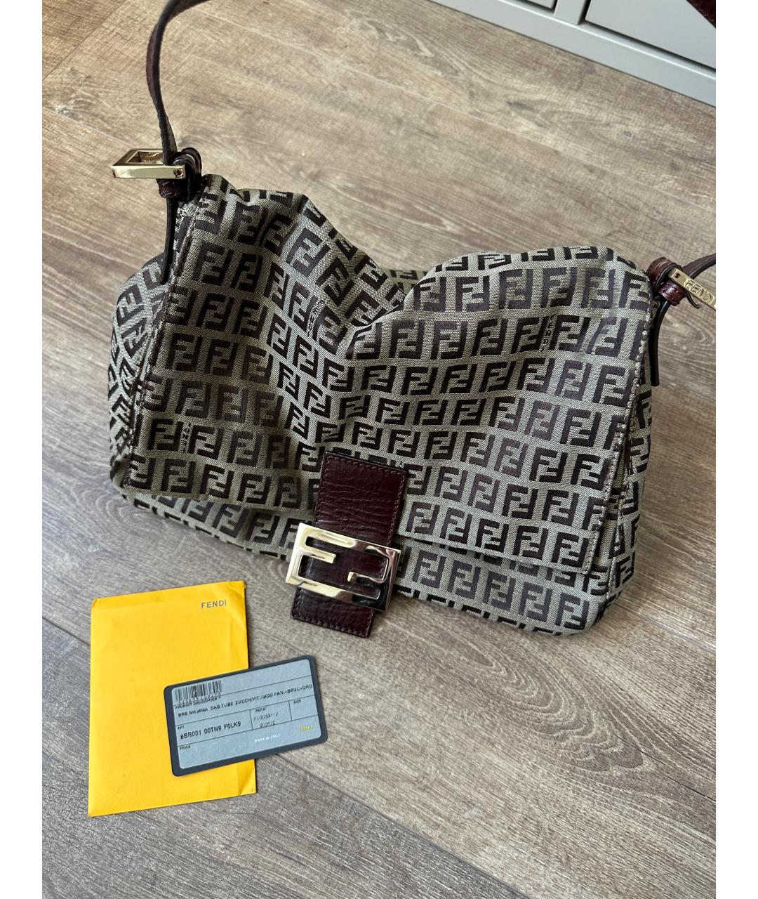 FENDI Коричневая тканевая сумка через плечо, фото 8