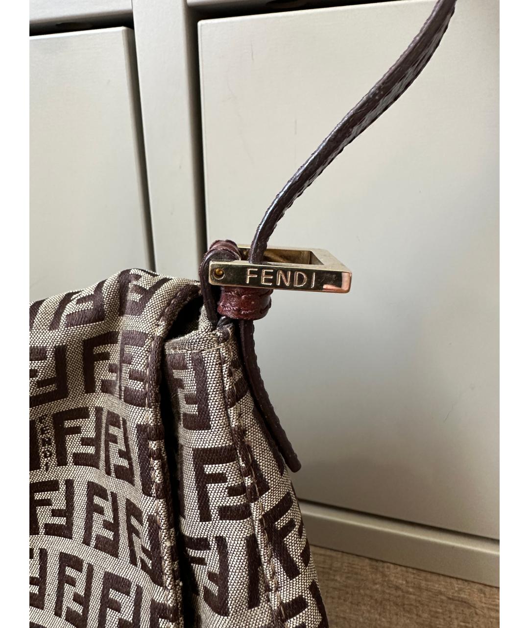 FENDI Коричневая тканевая сумка через плечо, фото 4