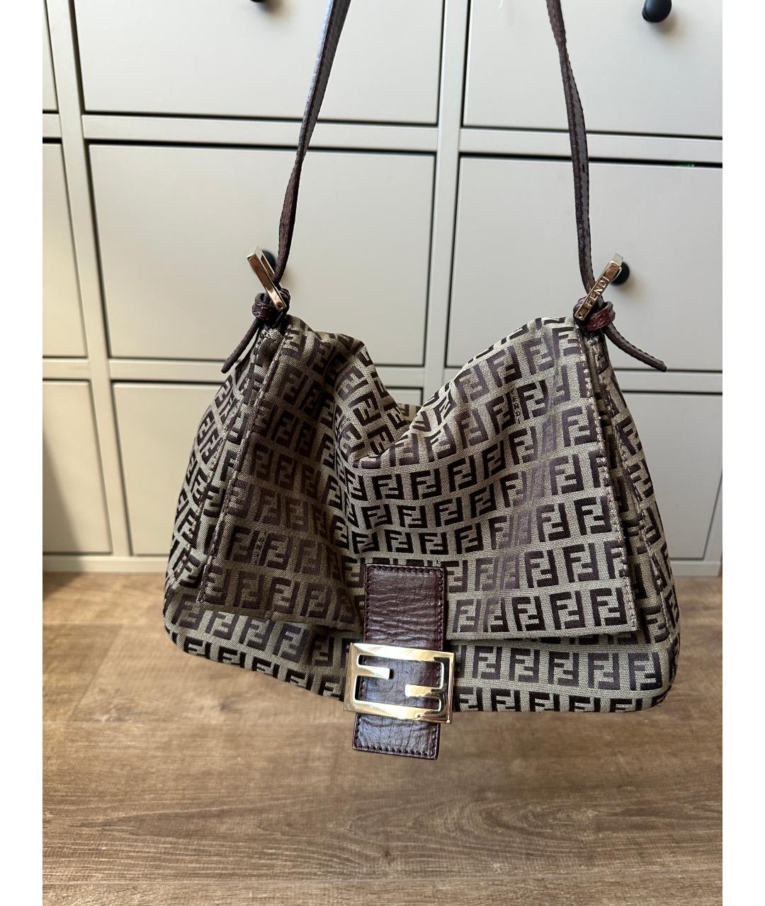 FENDI Коричневая тканевая сумка через плечо, фото 9