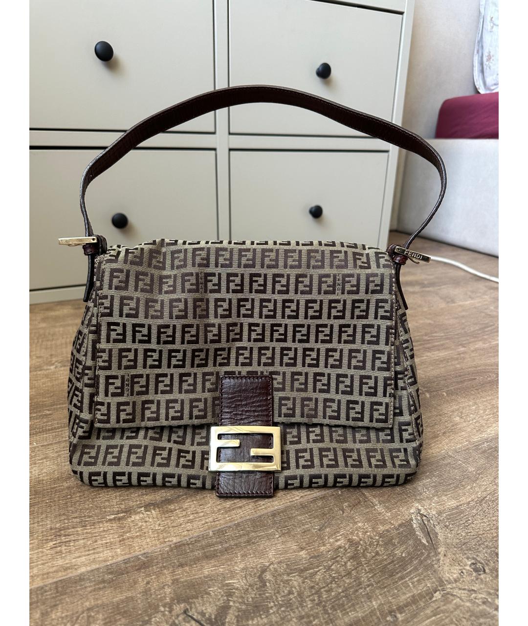 FENDI Коричневая тканевая сумка через плечо, фото 10