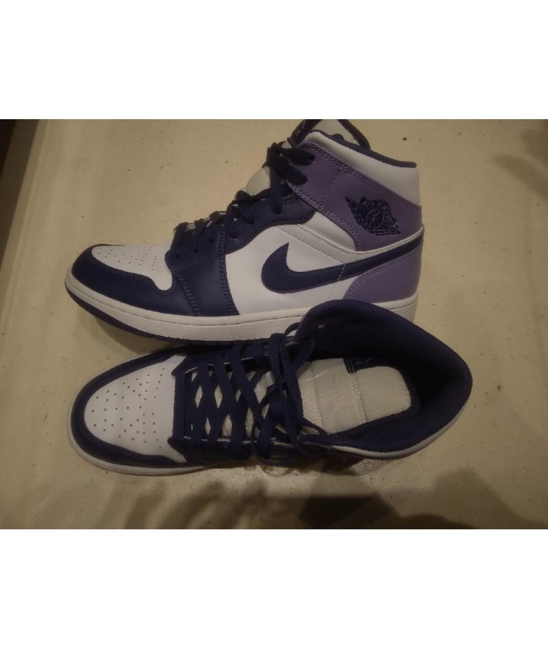 NIKE Фиолетовые кожаные высокие кроссовки / кеды, фото 2