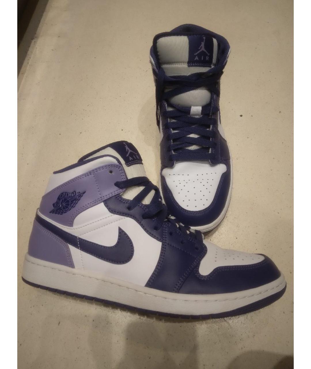 NIKE Фиолетовые кожаные высокие кроссовки / кеды, фото 5