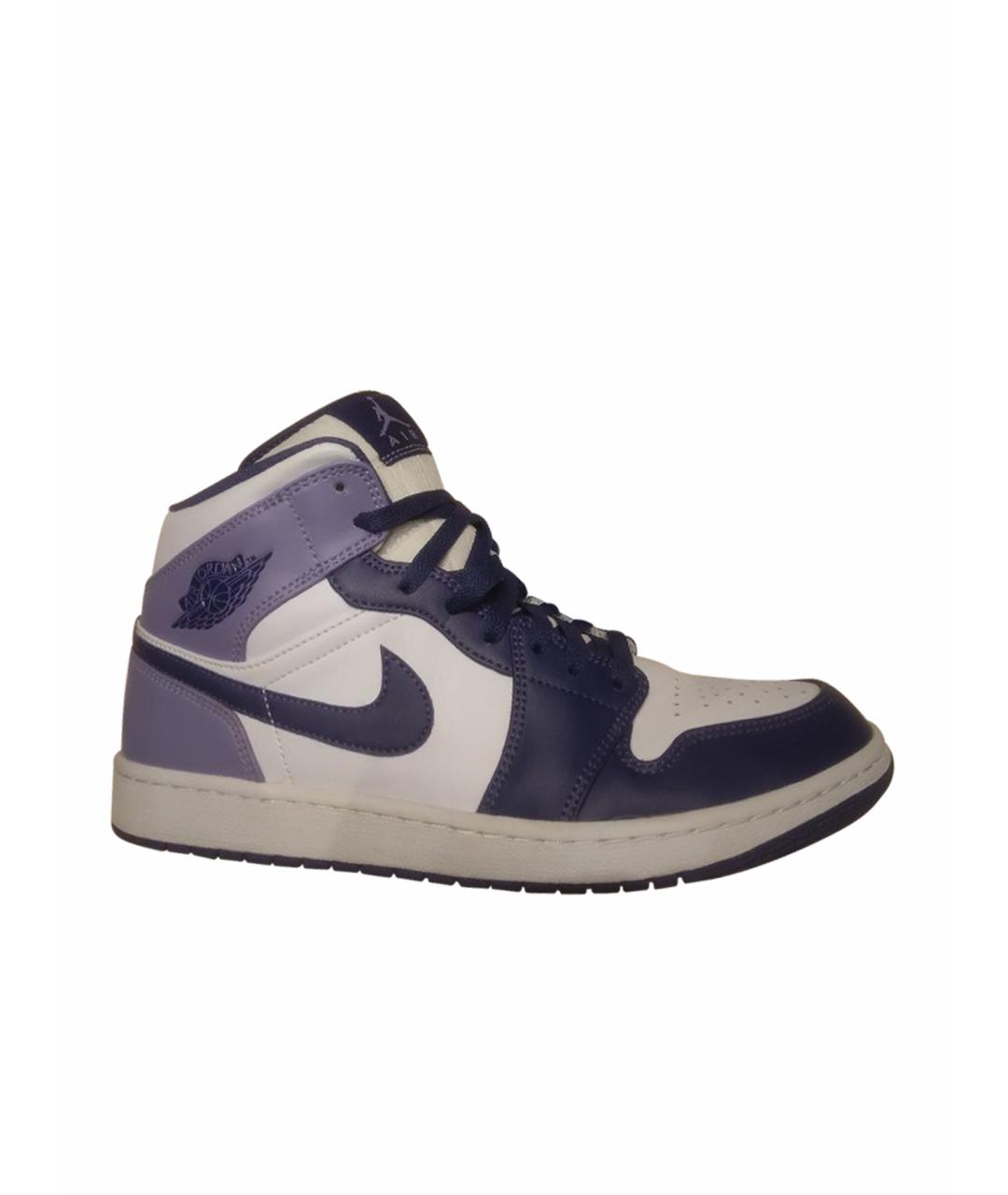 NIKE Фиолетовые кожаные высокие кроссовки / кеды, фото 1