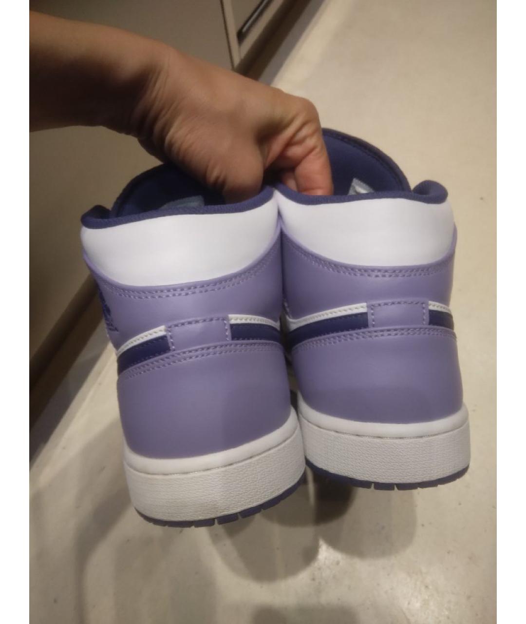 NIKE Фиолетовые кожаные высокие кроссовки / кеды, фото 4