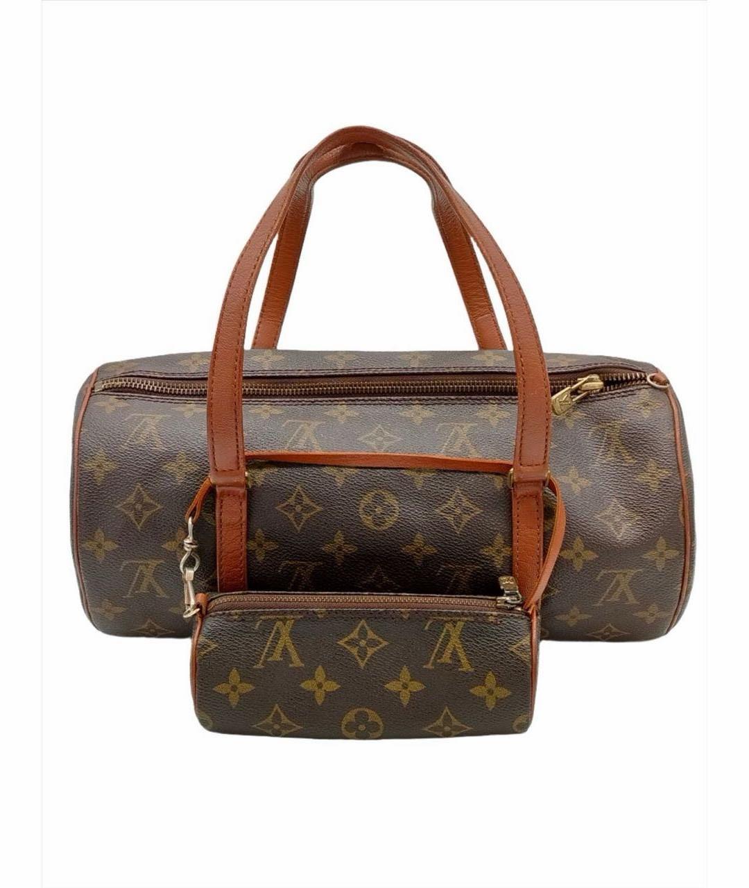 LOUIS VUITTON Коричневая кожаная сумка с короткими ручками, фото 9
