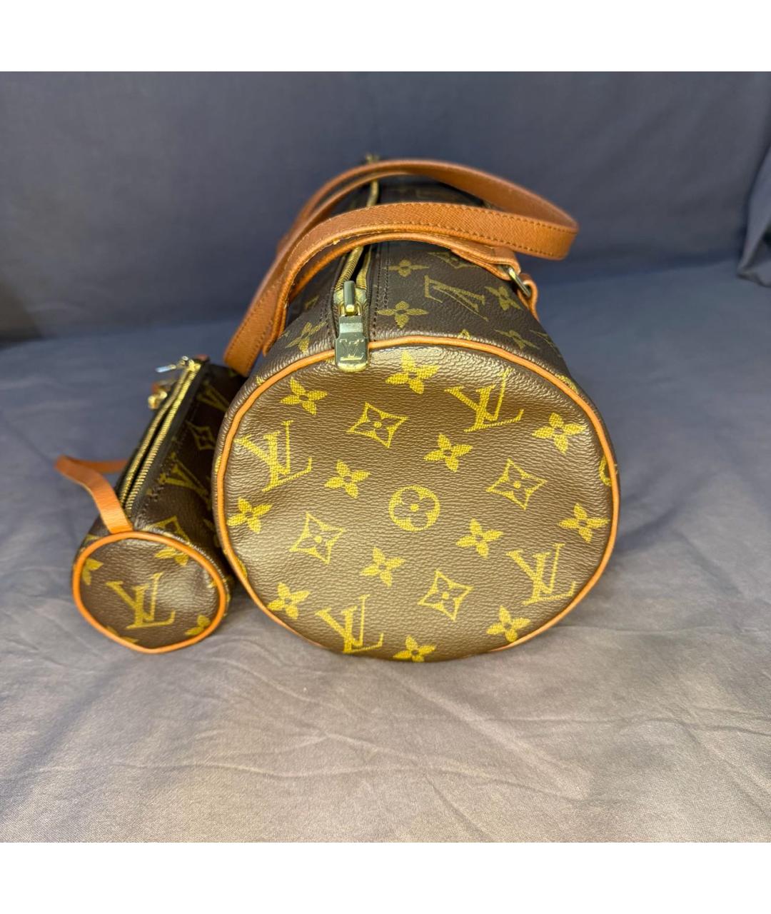 LOUIS VUITTON Коричневая кожаная сумка с короткими ручками, фото 3
