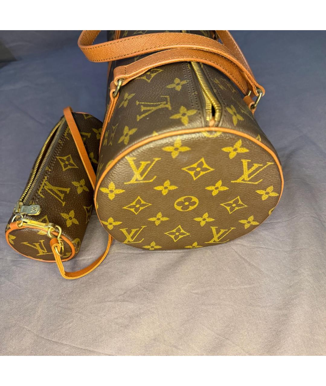LOUIS VUITTON Коричневая кожаная сумка с короткими ручками, фото 4
