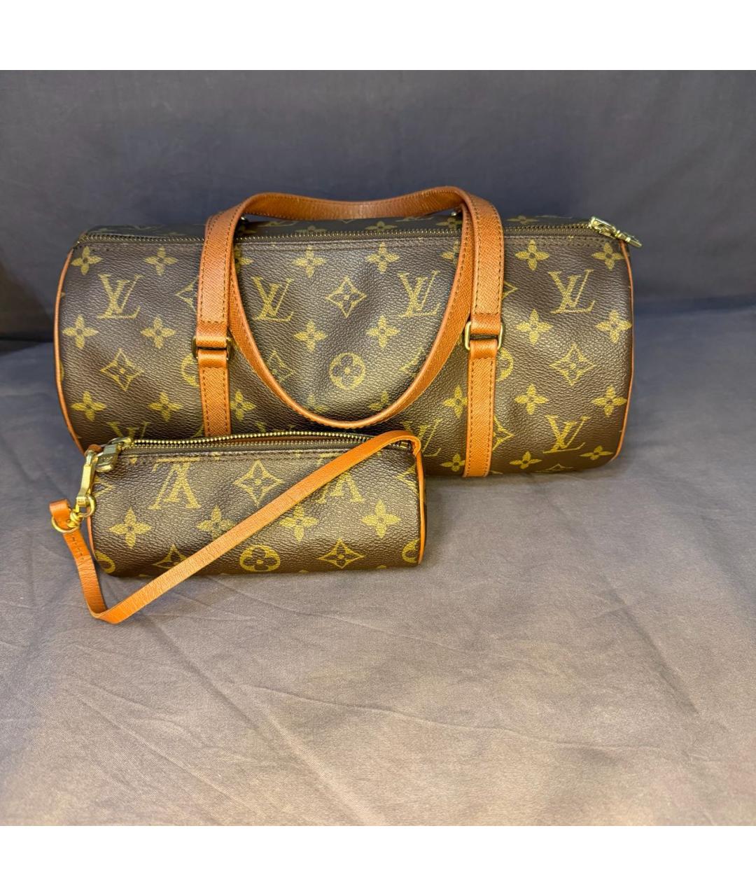 LOUIS VUITTON Коричневая кожаная сумка с короткими ручками, фото 2