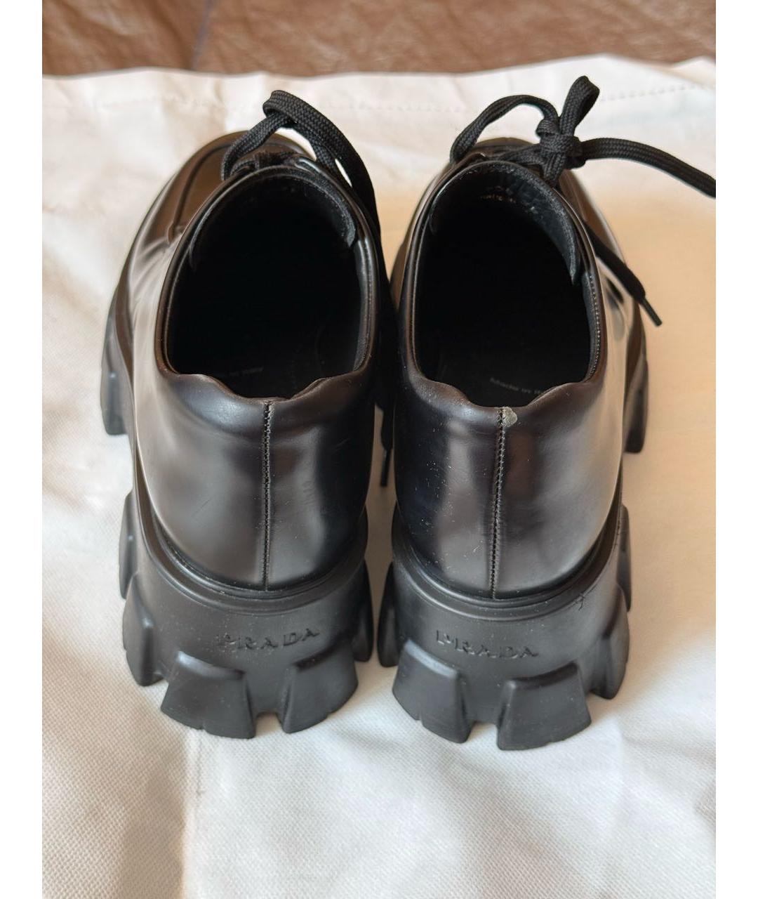 PRADA Черные кожаные брогги и оксфорды, фото 6