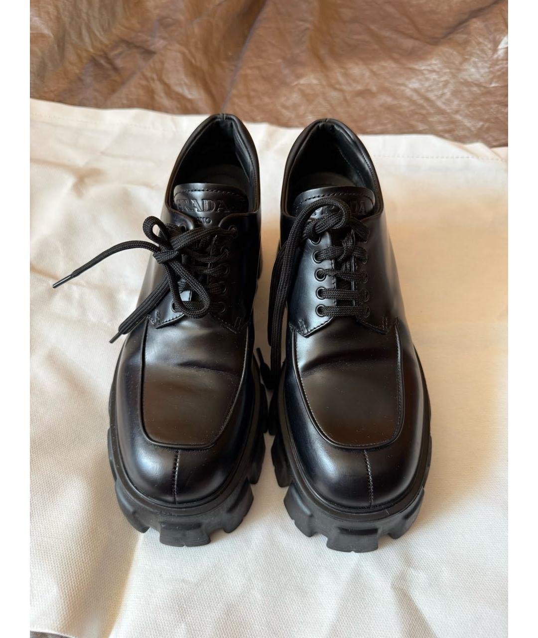 PRADA Черные кожаные брогги и оксфорды, фото 5
