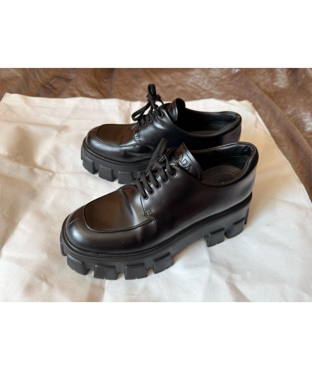 PRADA Черные кожаные брогги и оксфорды, фото 4